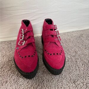 T.U.K Pink Lace Up Boots
